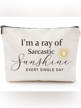 NWT "Ray of Sarcastic Sunshine" Canvas Makeup Bag